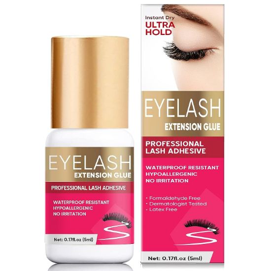  Eyelash Extension Glue, No Fume Lash Glue for Eyelash Extensions 6-8 Weeks Retention, Extra Strong Professional & Individual Lash Glue 5 ml