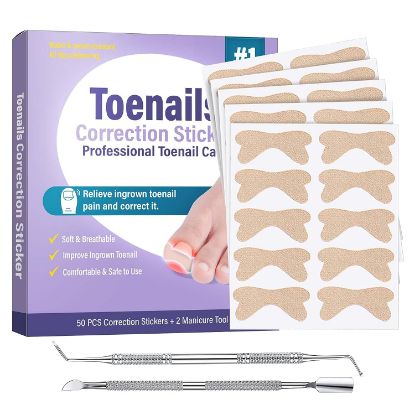 Ingrown Toenail Treatment, 50Pcs Ingrown Toenail Corrector Strips, Professional & Safe & Efficient &Painless ingrown toenail tool with 2 professional pedicure tools Suitable for All Nail Sizes